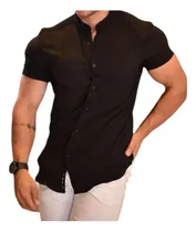 Comprar Camisa Masculina Gola Padre Mu002F Curta Social Slin Lycra Top