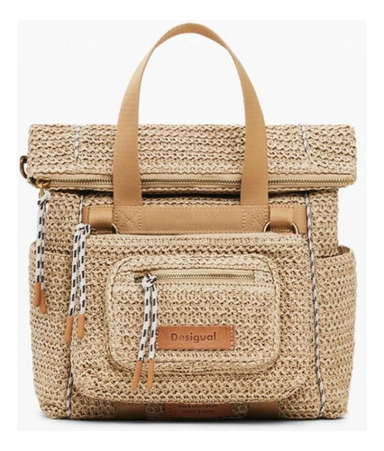 Bolsa Mochila Modular Mujer Desigual Rafia Beige