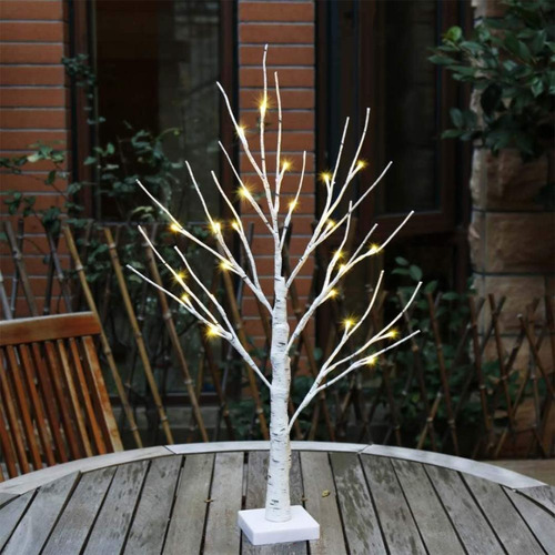Árbol De Abedul Iluminado Alimentado Por Batería, 24 Led, Pa