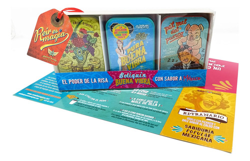Divertida Colección De 3 Latas Con Dulce + Refranario R M