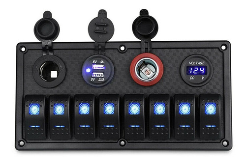 Panel De Interruptores Marinos De 8 Orificios Con Luz Azul