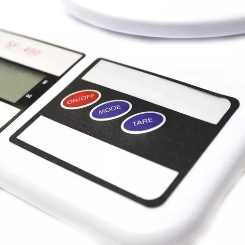 Báscula de cocina digital de alta precisión para alimentos de hasta 10 kg, color dorado y blanco, capacidad máxima de 10 kg