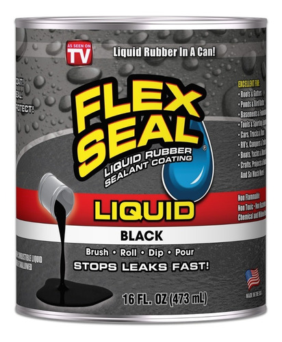 Flexliquid Negro Pintura Sellador Impermeable Resistente