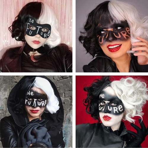 Peluca De Encaje Cruella Devil Cosplay Para Fiesta O Uso