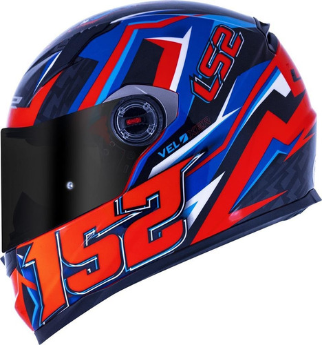 Capacete Ls2 Ff358 Veloxer Azul Laranja Fluorescente