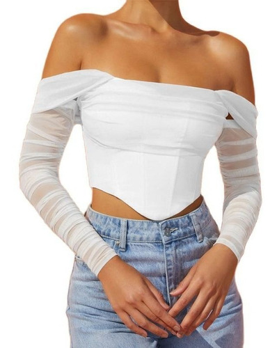 Blusa Ajustada Tipo Corsé Tipo Corsé Para Mujer, Fiesta, Clu