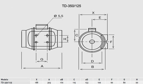 Exaustor Para Banheiro Td350/125 - Com 5 Anos De Garantia