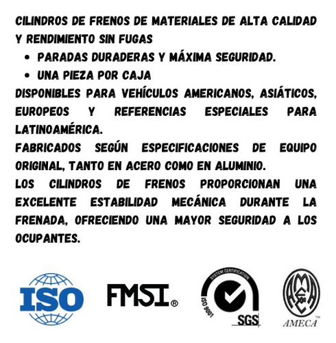 Cilindro De Freno Izquierdo 15/16 Jeep Cj5 1974 1975 59241