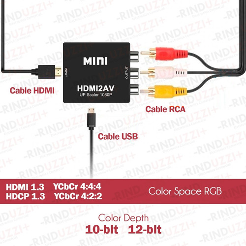 Conversor Hdmi A Rca Adaptador Tv Tubo Play Convertidor 1080