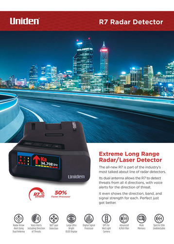 Detector De Radar Uniden R7 Con Gps Y Alertas