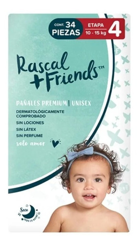 Rascal + Friends Premium Pañales Etapa 4 34 Unidades