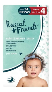 Pañales Rascal + Friends Premium, Etapa 4, 34unidades