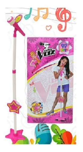 El micrófono infantil Pink Pedestal se conecta al teléfono celular 99 Toys