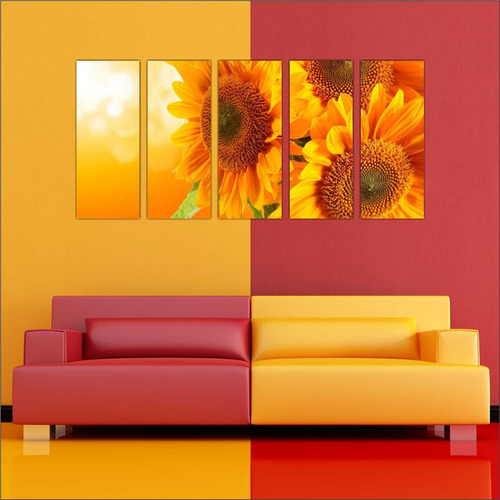 Quadro Decorativo Flores Salas Mosaico Com 5 Peças Gg05 Cor Outro