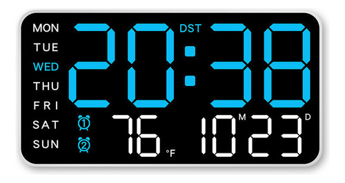 Reloj De Pared Digital Led Brillo Ajustable Control De Voz