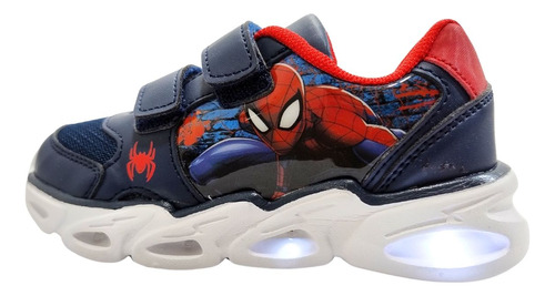 Zapatilla Marvel  Hombre Araña Spiderman Luz Led Abrojo 7003