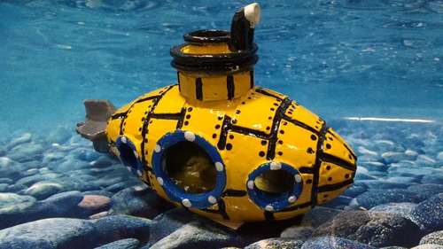 Imagem 1 de 5 de Enfeite Aquário Submarino Toca Yellow - Aceita Oxigenador
