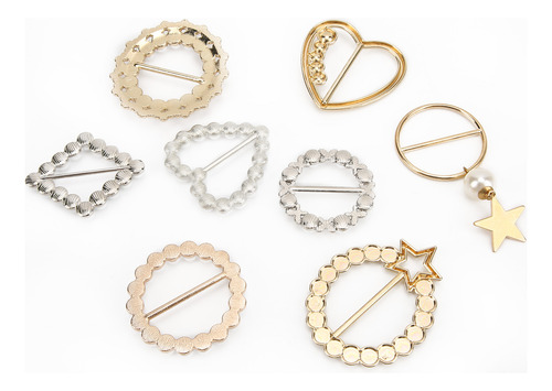 8pcs Perlas Bufanda Hebilla Elegante Moda Brillante Estable