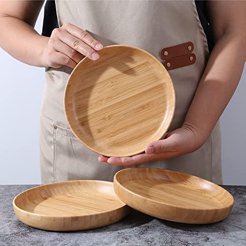 Platos De Bambú Cluzelar Redondos Reutilizables Para Aliment