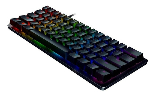 Teclado gamer inalámbrico Razer Huntsman Mini QWERTY Razer Purple inglés US color negro con luz RGB