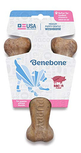 Juguete Mordedor Perro Benebone Puppy Wishbone, Bacon Real,