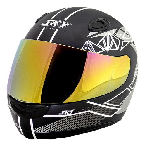 Capacete Sky Antares Iridium Preto Fosco Com Branco 60