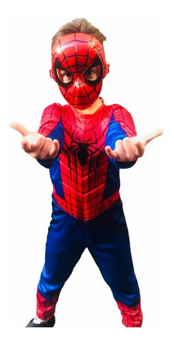 Imagem 2 de 7 de Roupa Infantil Fantasia Longa Com Enchimento Homem-aranha
