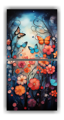 40x20cm Set 2 Canvas Vertical Exclusivo Macro Butterflies He