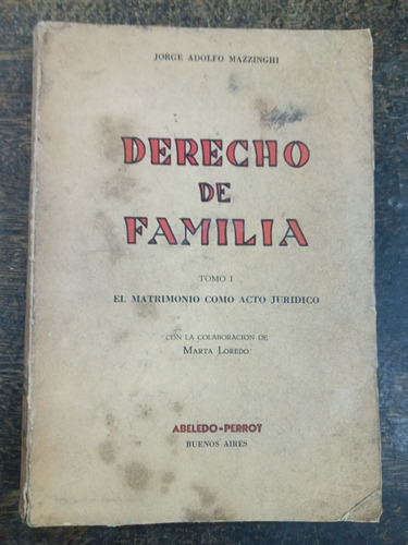 Derecho De Familia * Tomo 1 * Jorge A. Mazzinghi * Abeledo *