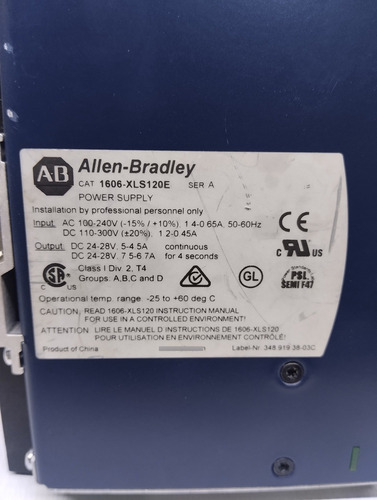 Fuente De Poder Allen Bradley 1606-xls120e 100-240vac/24vdc. (Usado)