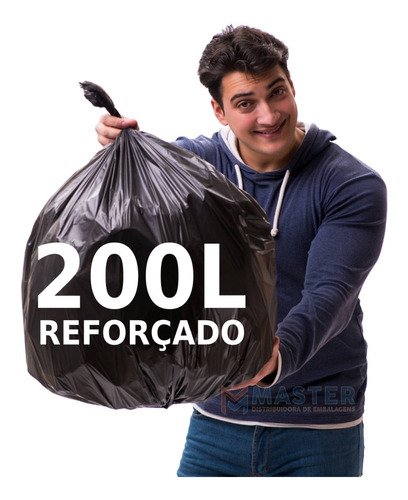 Imagem 1 de 5 de Saco De Lixo 200 Litros Reforçado 100 Unidades
