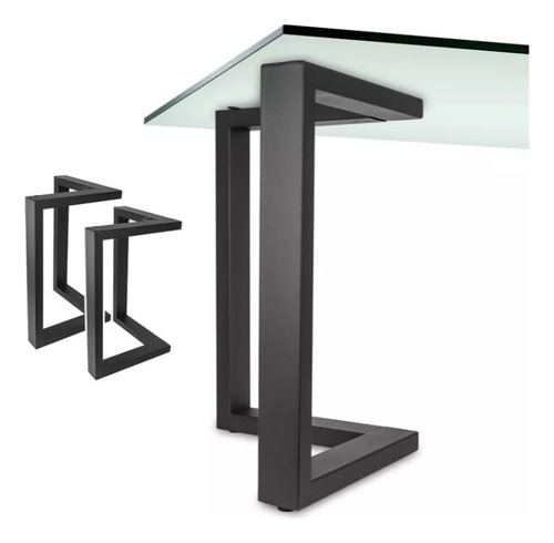Par De Patas En Forma De V Para Mesa Comedor Madera 70cm Negro