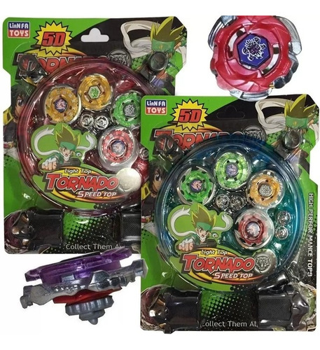 Kit C/4 Beyblade Speed Tornado Com Arena Luz E Lançador 2pçs Cor Variado