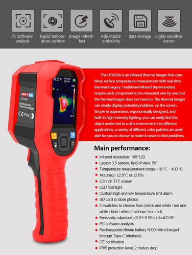 Pistola Termómetro Camara Térmica Infrarrojo Temperatur Ip65