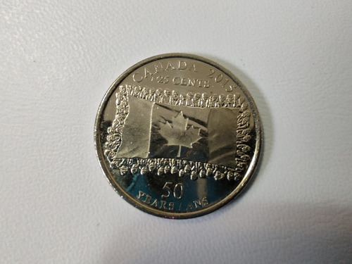 Moneda Canadá 25 Cents 2015 Bandera Canadá (x479