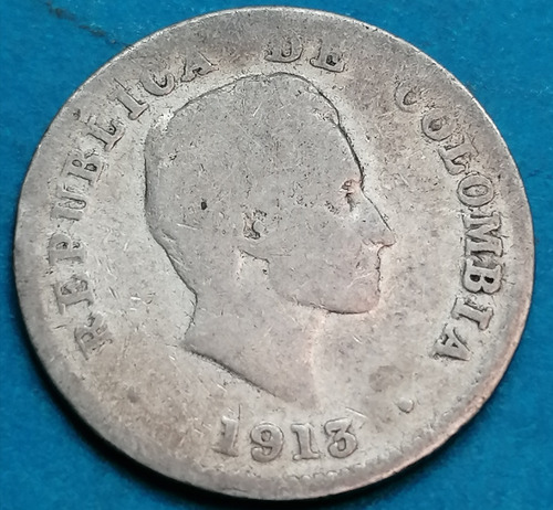 Colombia Moneda 10 Centavos 1913 Plata