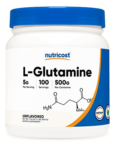 Suplemento Nutricost L-glutamina Em Pó 500g Sem Sabor