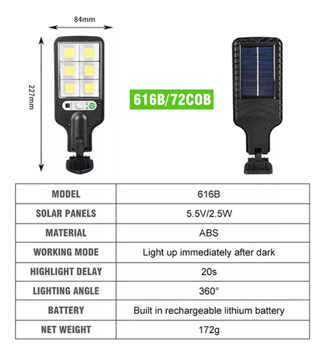 Luz Solar Impermeable Para Exteriores, Luz De Calle Grande,