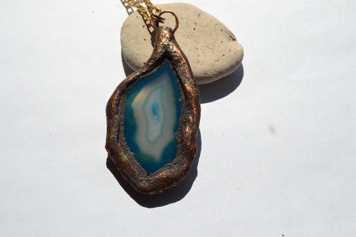 Imagen 4 de 4 de Collar De Laja De Agata Natural, Regalo, Joyeria Autor, Cod1