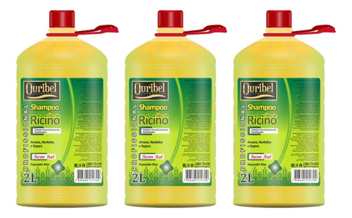 Shampoo Ouribel 2000ml Oleo De Ricino - Kit C/3un