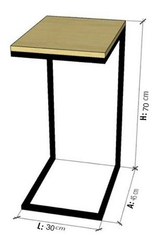 Imagen 10 de 10 de Mesa Auxiliar De Arrime Para Cama Estilo Industrial 70 Cm /c