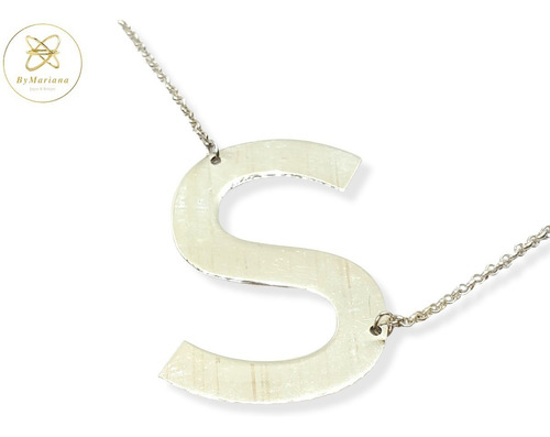 Imagen 3 de 7 de Cadena Plata Rollon Con Letra Inicial S Grande 25 X 40mm