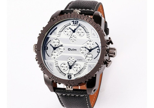 Relógio Oulm Men Watch Pulseira De Couro Analógico