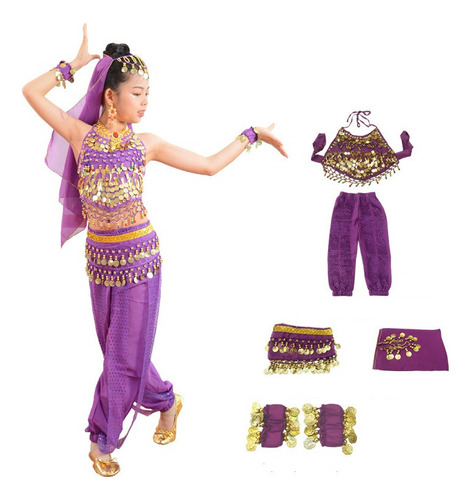 Trajes De Bellydance Árabe Pantalon + Top + Cadena Cintu [u]