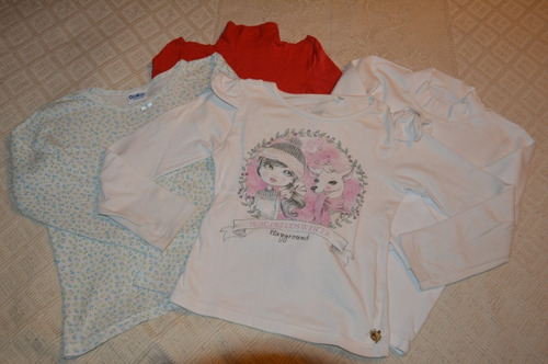 Lote 2 Remeras Y 2 Poleras-niña 5-7 Años (Usado)