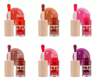 Lip Oil Italia Deluxe P.h.a.t N' Juicy Lip Glow Oil Pack 6 Acabado Brillante Color Los Tonos