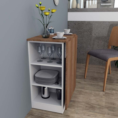 Imagen 3 de 11 de Desayunador Mueble Barra Armario Multiuso Mesa Rebatible