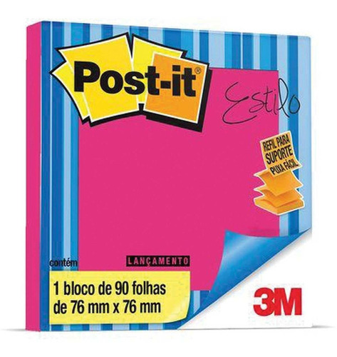 Refil Pop-up 3m 76mmx76mm Rosa Neon 90 Folhas 20539