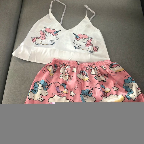 Pijama De Unicornio Para Mujer, Pijama De Seda Para Niñas