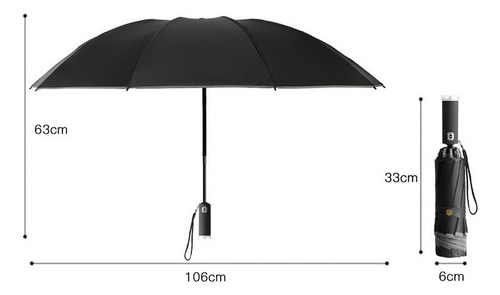 Linterna Plegable Automática Paraguas Con Tiras Reflectantes